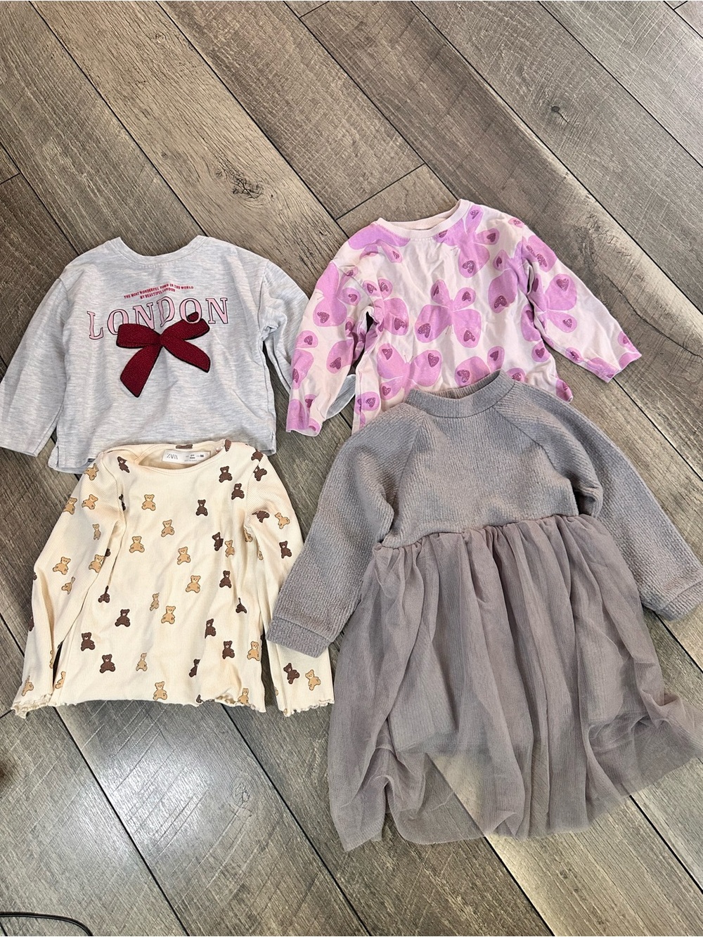 Zara Girls Mixed Tops Bundle - Gray, Pink, Cream, Taupe